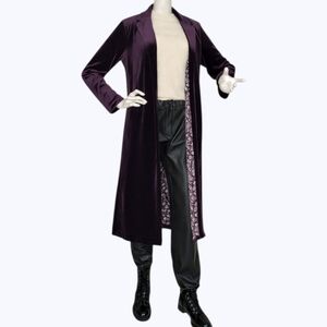 NWT Skies Are Blue Purple Velvet Duster Coat | Quiet Luxury | Small